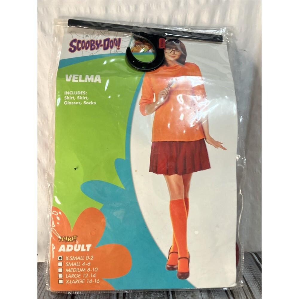 New In Package Velma Costume Complete Scooby-Doo Halloween Party Adult XS 0-2